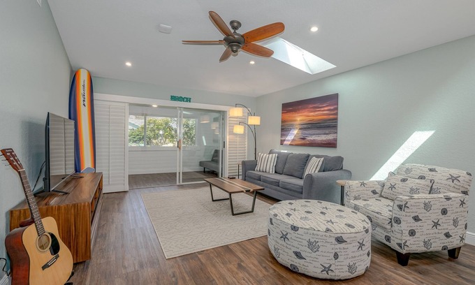 New Smyrna Beach House | Dog Friendly Home w/Private Fenced Yard, Garage & Fire Pit! STEPS to the Beach!