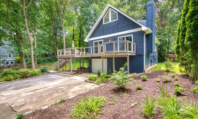 Fletcher House | Dog-friendly home with deck, gas fireplace, central AC, & washer/dryer
