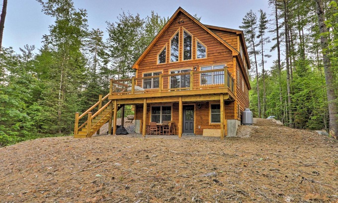 Bethel Cabin | Dream Log Cabin in Bethel with Private Deck!