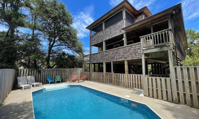 Duck Cottage | Duck Cottage w/Heated Pool , big porches and 5 min walk to beach
