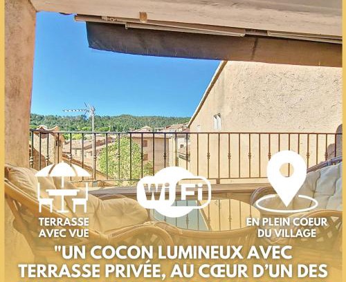 Cotignac Apartment | En plein cœur du village , Terrasse avec vue