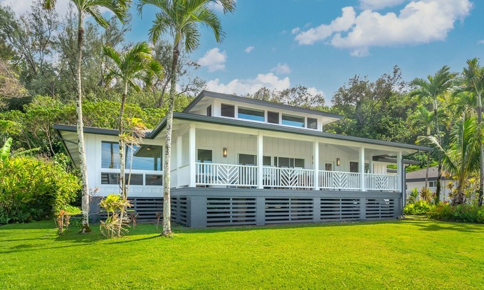 Kilauea House | Enchanted Beachfront Home at Beautiful Anini Beach A/C! TVNC-5078
