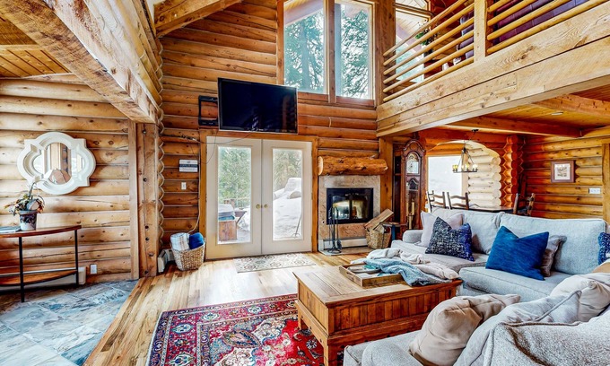 Summit Park Cabin | Enchanting mountain escape with hot tub, fireplace, deck, W/D & incredible views