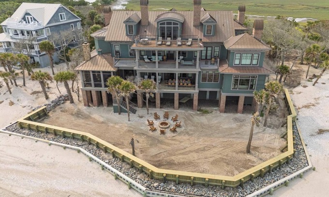 Edisto Island House | EXCLUSIVE GATED 10,000 square foot OCEANFRONT MASTERPIECE: 1.2 OCEANFRONT ACRES!