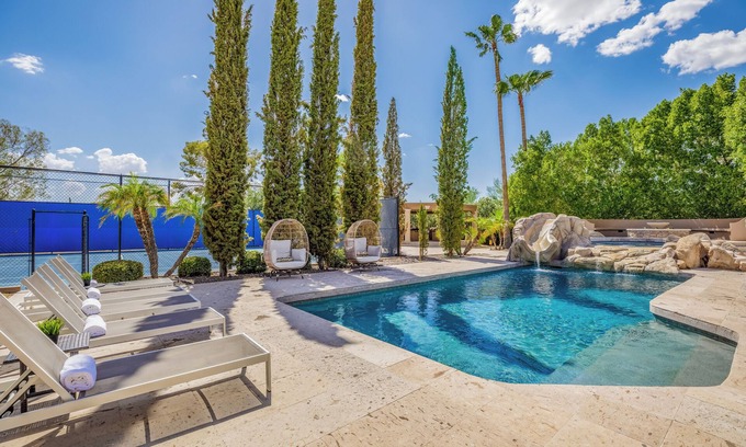 Paradise Heights House | Experience luxury in Central Scottsdale with heated pool, sports court, & slide!