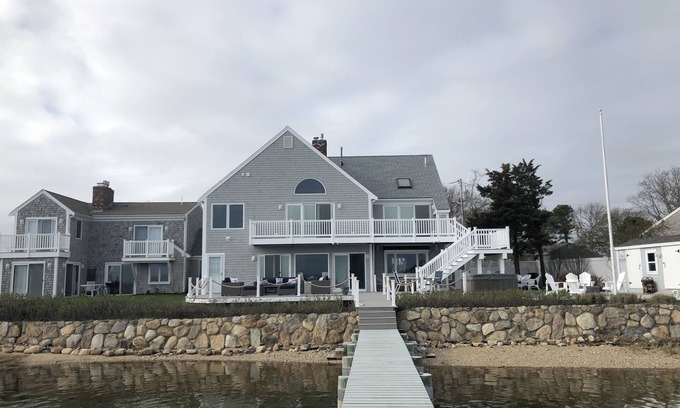 West Yarmouth House | Fabulous water front home with private dock, swimming, beach, fire pit, Hot Tub