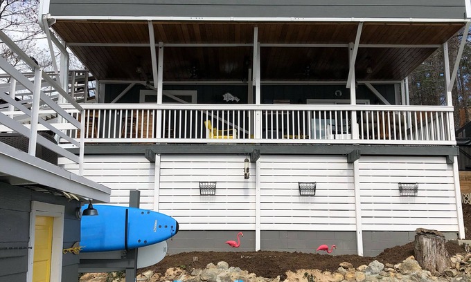 Lake Lure House | FALL in full color. Hot Tub. Pet friendly.Lakefront home. Views views views!