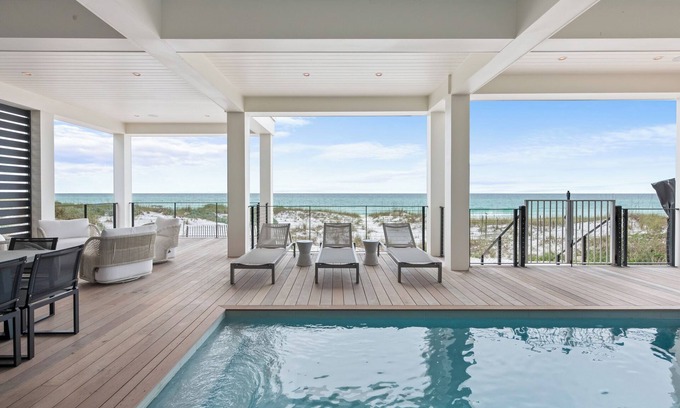 Seagrove Beach House | Fall Stays Available! LUXURY Gulf Front Home! Private Beach! Low-Speed Vehicle! Private Pool!
