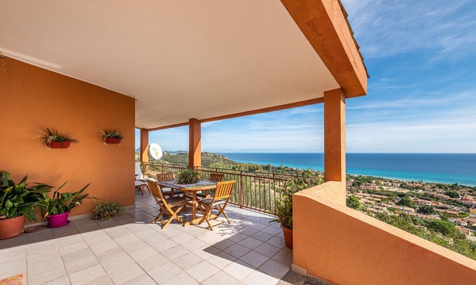 Costa Rei Villa | Fantastic panorama – "Villa Onofrio" with sea view, terrace, balcony and Wi-Fi