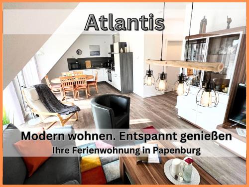 Papenburg Apartment | Ferienwohnung "Atlantis" Papenburg Balkon Einbauküche Neubau 74 qm Free Wifi 2 Schlafzimmer 4 Personen