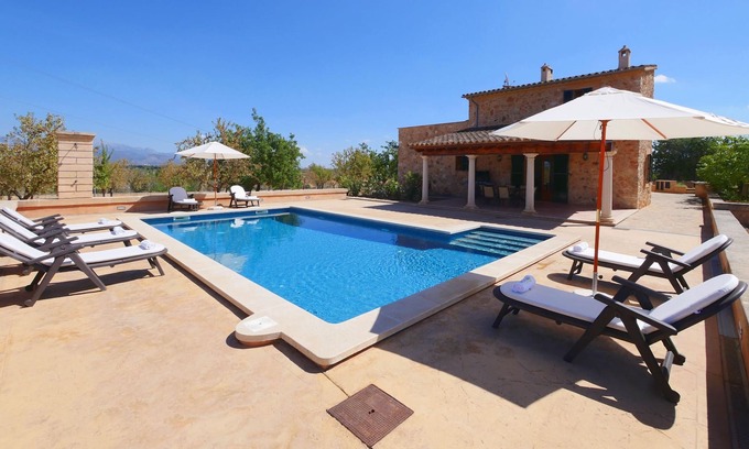 Santa Eugenia Villa | Finca "Cas General" with Mountain View, Pool, A/C, WLAN, Terrace, Balcony & Garden