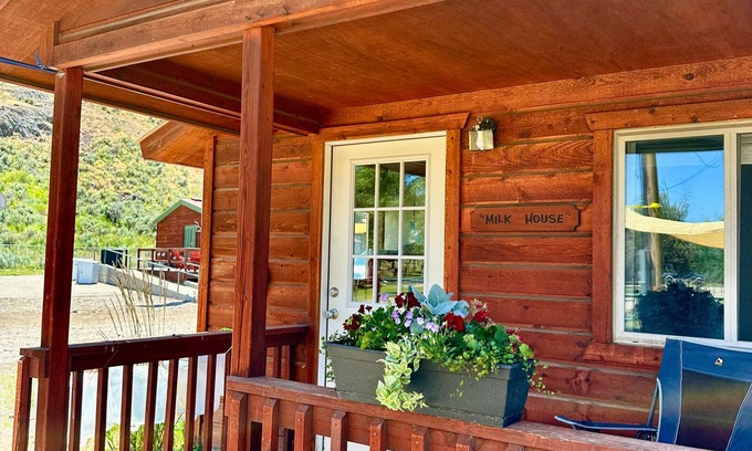 Blaine County Apartment | Fishermen's Getaway! Cozy studio cabin near Silver Creek & Little Wood Reservoir. The Milk House offers 2 twin beds, 3/4 bath, kitchenette. Relax on the porch and enjoy the breathtaking sunrise & scenery!