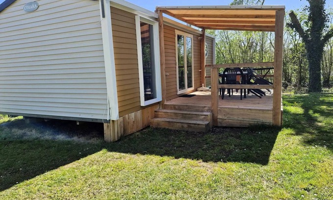 Pressignac House | Flower Lake Camping * - Mobile home O'Hara 2 bedrooms, covered terrace + TV 4 people