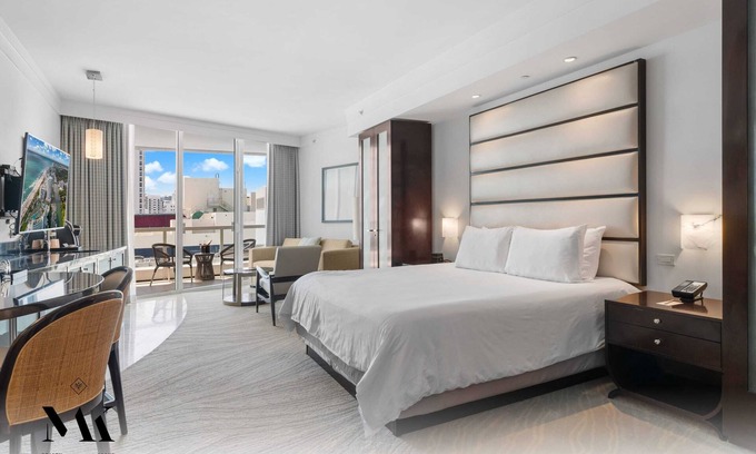 Mid Beach Apartment | FontaineBleau Resort, Balcony w/Ocean + City View