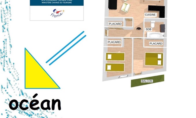 Bidart Apartment | Furnished Accommodation 3 * near the beach in Bidart Plage 4 people