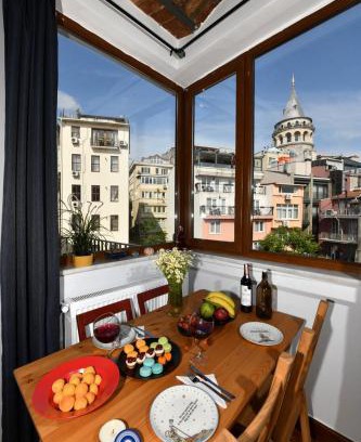 Galata Apartment | Galata Tower Is Almost In Your Bedroom And In The Balconies Rooftop Terrace with Golden Horn View