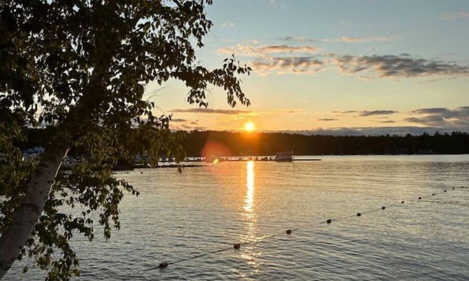 Gilford House | Gilford waterfront deck, dock, sunset view, perfect quiet water for water sports