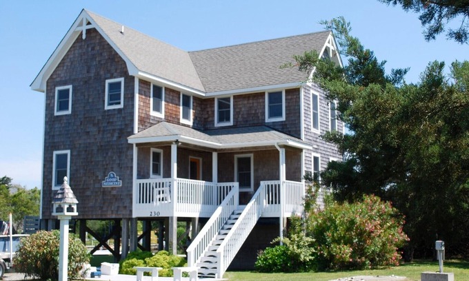 Ocracoke House | Good Medicine is a canal front home with reverse floor plan and expansive views.