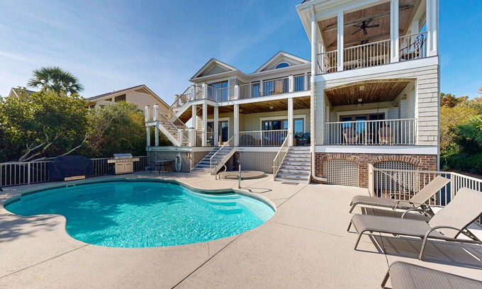 Seabrook Island House | Gorgeous home with panoramic ocean views, private pool, & hot tub