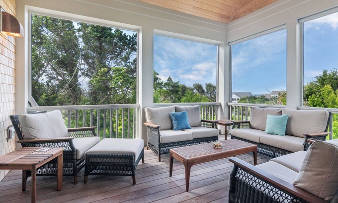 Bald Head Island House | Great New Indoor/Outdoor Island House with Elevator! Golf Course view on screened in porch