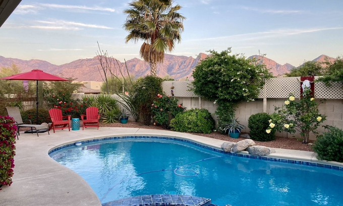 Rancho Vistoso House | Heated Pool-Spa! Epic Mountain Views! BBQ, Firetable, Parks, Trails, Tennis.
