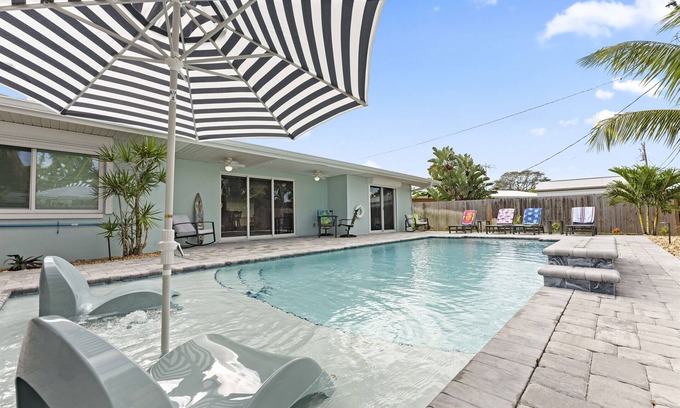 Cocoa Beach House | Heated Pool - Tiki Hut - Game Room - Walk to Beach