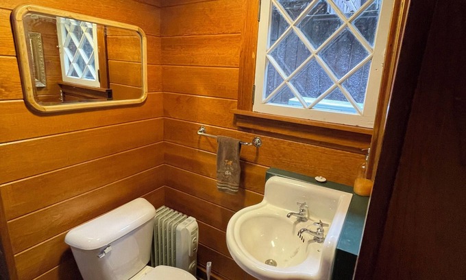 Long Lake Cabin | Historic 1908 “Great Camp” with private sandy beach, dock and WI-FI on Long Lake