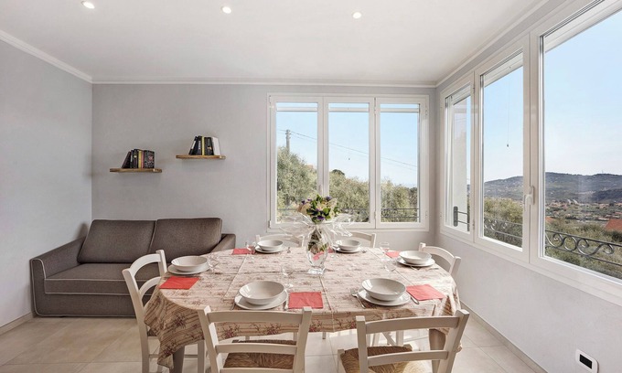 Diano San Pietro Apartment | Holiday Apartment 'Madonna Della Neve' with Mountain View, Garden & Wi-Fi