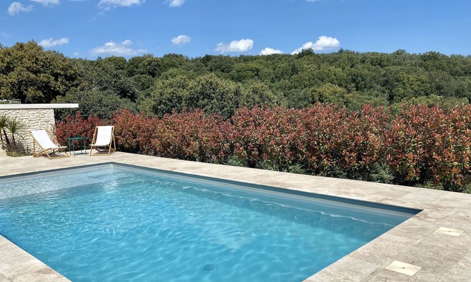 Aigaliers House | House for 10-12 people with heated pool 11km from Uzès - Exceptional view
