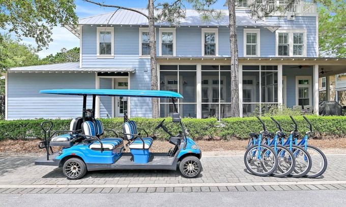 Watercolor House | Huge at 2,360 SqFt, Golf Cart & 4 Bikes! 4 WaterColor Pools, Beach Club & Camp -