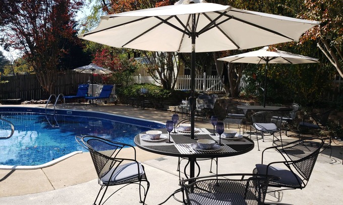 Bolivar House | In-town Harpers Ferry house with pool/hot tub in your own private wooded oasis