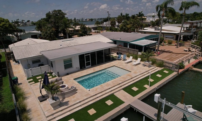 Indian Rocks Beach House | Intercoastal waterfront home with Beautiful Bayside pool