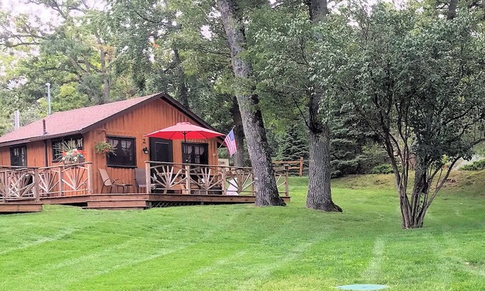 West Branch Cabin | Lake Front One Bedroom Log Cabin located at Clear Lake Resort and Boat Rental