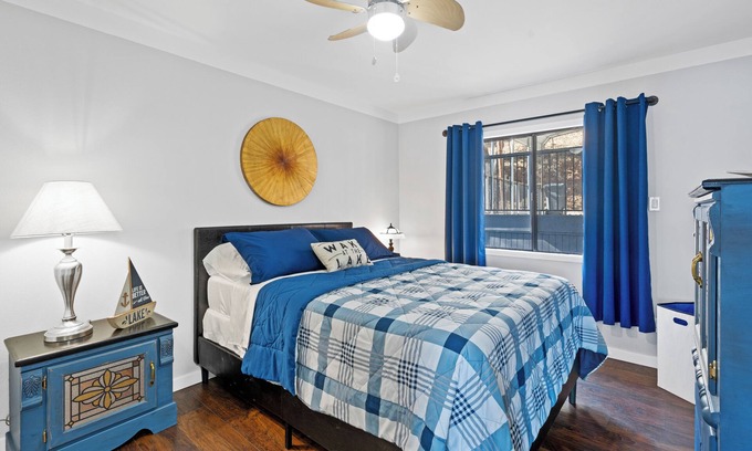 Clear Lake House | Lakefront, 1 King Bed, dock, mist view, electronic firepit