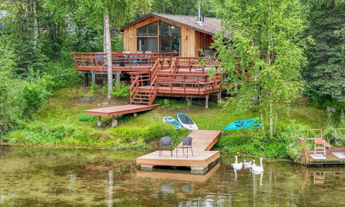Meadow Lakes Cabin | Lakefront Cabin! Hot tub, woodstove, kayaks, paddle boards. King bed! Sleeps 6.