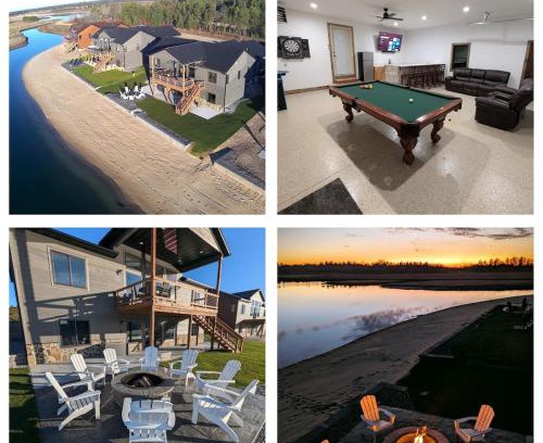 New Lisbon House | Lakefront, Private Beach, Garage Bar, Near WI Dells, King Beds, Sleeps 16, Near Ski Hills