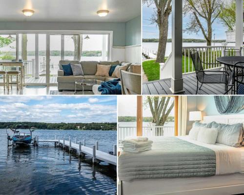Delavan Lake House | Lakefront Private Dock Pet Friendly Fire Pit