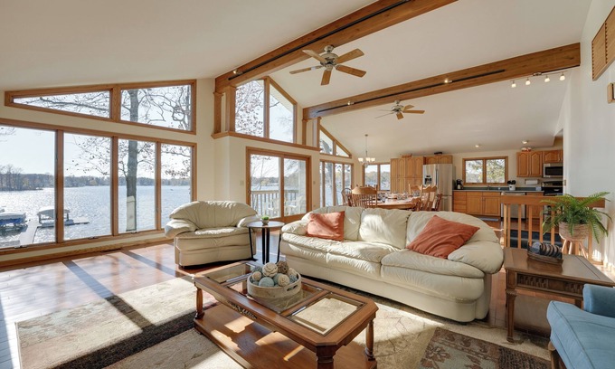 Sister Lakes House | Lakeside Michigan Retreat w/Boat Dock & Fireplace