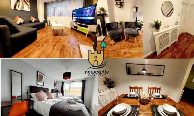 Newcastle-upon-Tyne Apartment | Lancaster House - Entire 4Bed House Serviced Accommodation Newcastle FREE WIFI & FREE 1 OFF STREET PARKING SPACE UK
