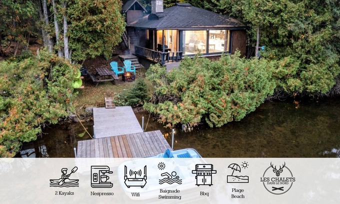 Sainte-Lucie-des-Laurentides Ski Chalet | ☀️ Le1613 - Private dock, Lake- Chalets in the north ☀️