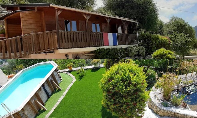 Drap Ski Chalet | Le Chalet de la Pierreraie Côte d'Azur Piscine Terrasse et Vue Mer