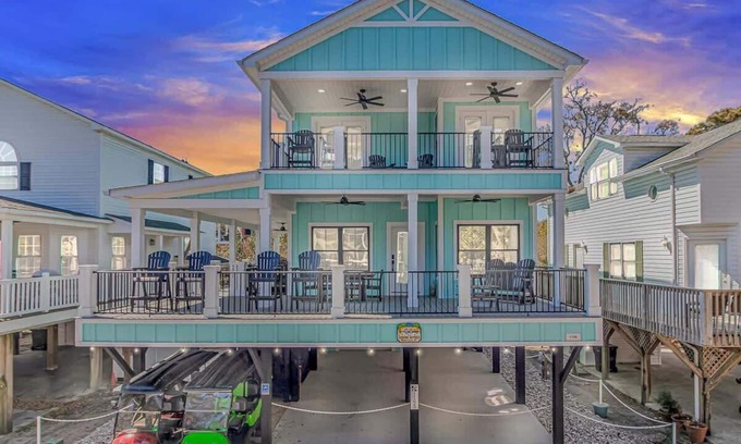 Surfside Beach House | Limo Golf Cart Included 5BR w/+ Outdoor TV Lounges | Site 1195