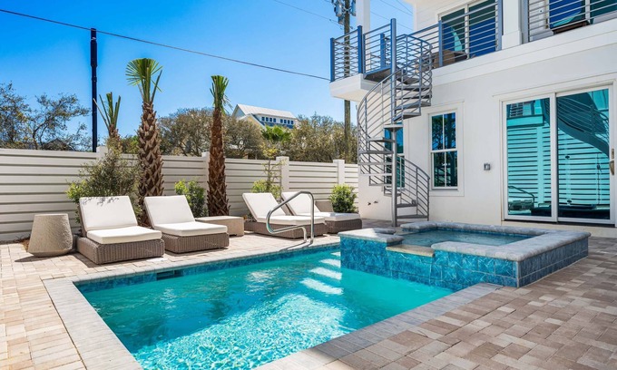San Juan House | Loaded Designer Home with Gulf Views, One Minute to the Beach, Private Pool