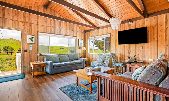 Lodge Hill House | Lovely home with fireplace, roomy deck, washer/dryer & EV charging - near ocean