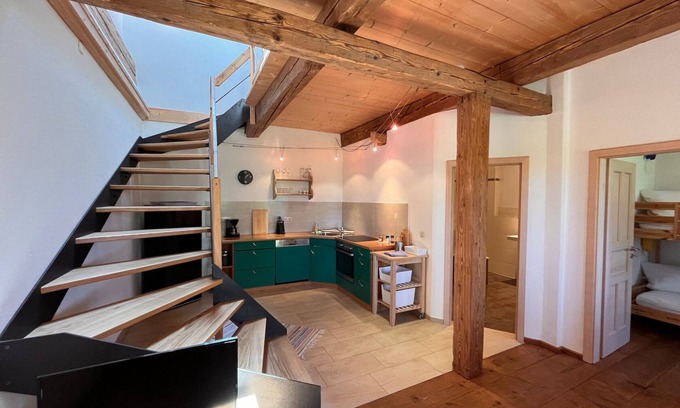 Breitbrunn a. Chiemsee Apartment | Ludwig maisonette for 2-6 people on the upper floor, 100 sqm, 3 bedrooms, 1 kitchen/living room, shared balcony