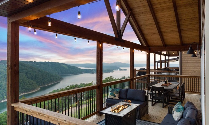 Kimberling City Cabin | Lux Views! Indoor-Outdoor Pools, Firepits, Arcades.