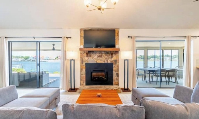 Ono Island Villa | Lux Waterfront Oasis w/Private Dock, Kayaks, Blackstone Grill, and Fire Pit
