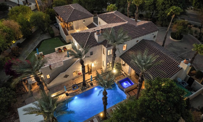 Bermuda Dunes Villa | Luxe 7BDR Oasis w/Pool, Putting Green, Game Room | Villa Del Gallo by AvantStay