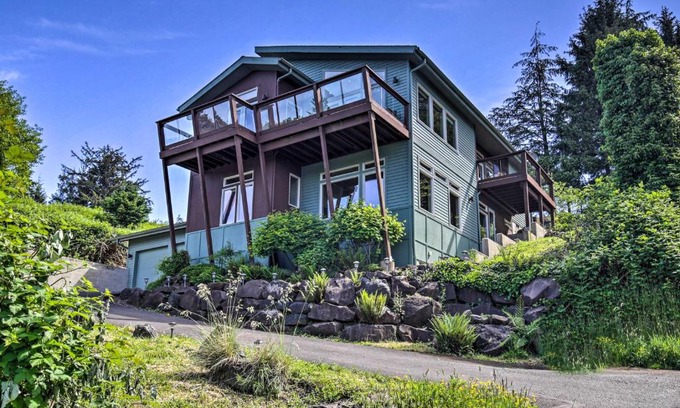 Bay City House | Luxe Coastal Haven with Bay Views and Hot Tub