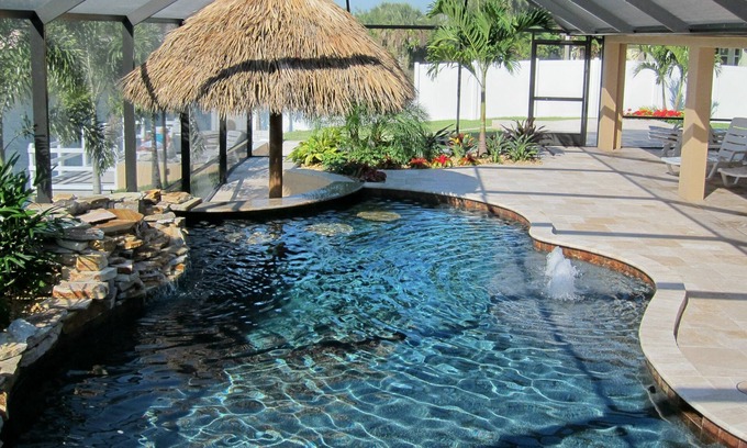 Fort Myers House | Luxury, Award-Winning Pool, All-Day Sun, Dock, Tiki Hut, Wheelchair Accessible